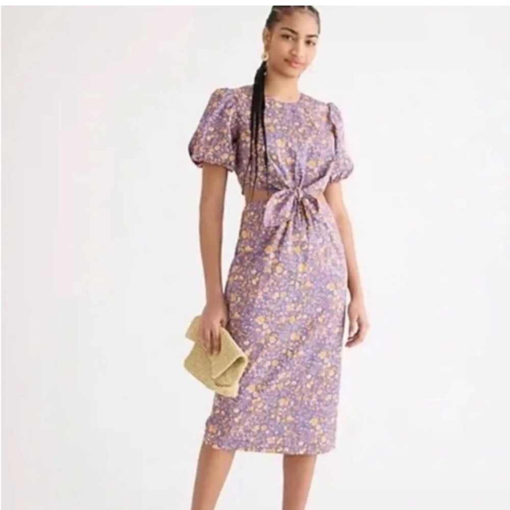 J Crew Cutout cotton poplin dress in midnight floral